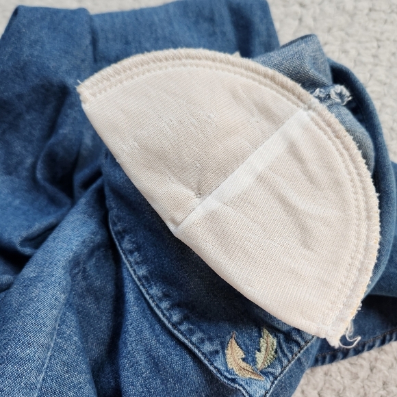 Vintage Embroidered Leaves Chambray Button Down Sz M - Picture 5 of 7